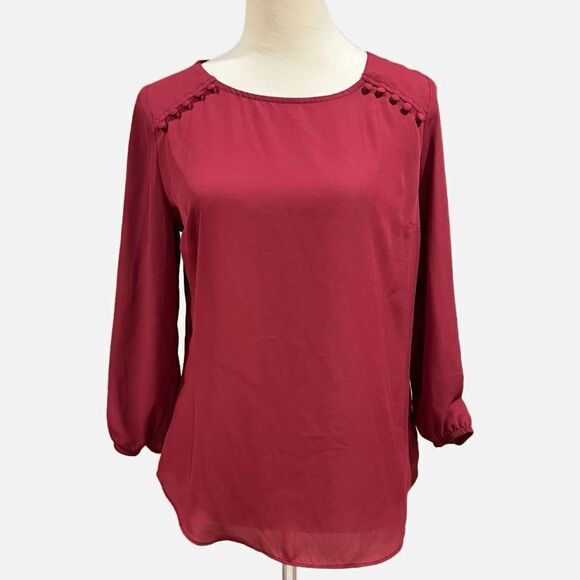 Fortune and Ivy Red blouse with shoulder button detailing - Picture 1 of 9